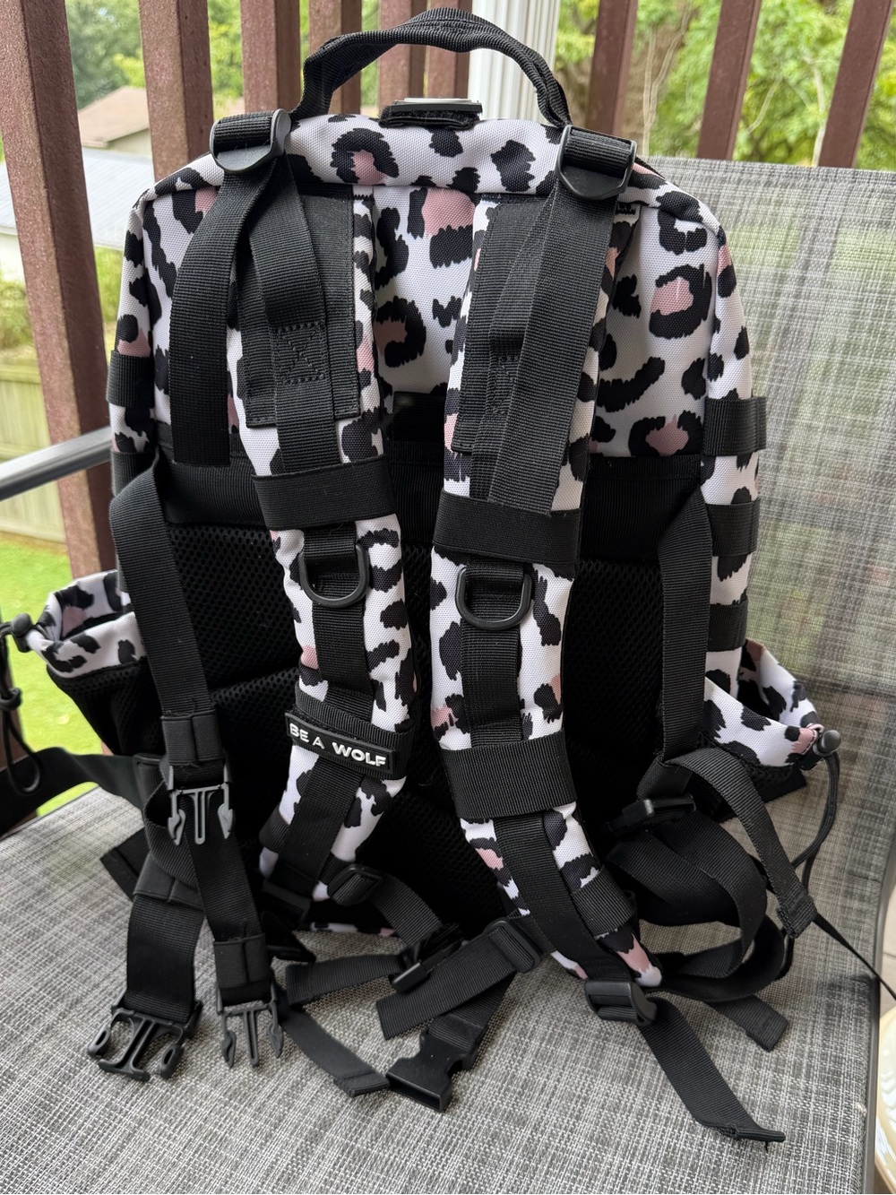 Women’s Leopard Print Tactical Backpack - Pink & Black Meal Prep 35L - Picture 3 of 9